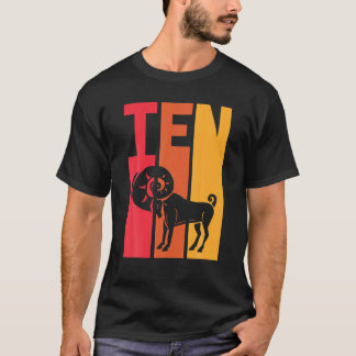 10Th Birthday Aries Zodiac Retro Girl Boy 10 Years T-Shirt