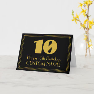 10th Birthday: Art Deco Inspired Look "10" & Name Card