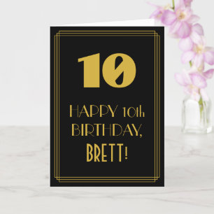 10th Birthday ~ Art Deco Inspired Look "10" & Name Card