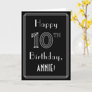10th Birthday: Art Deco Style # 10 & Custom Name Card