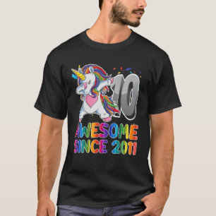 10Th Birthday Awesome Since 2011 Unicorn Dabbing G T-Shirt