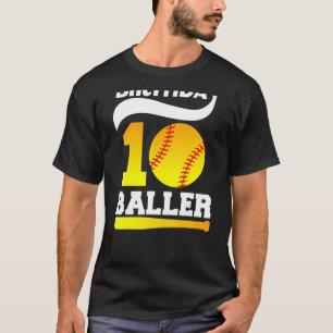 10th Birthday Baller Cute 10 Year Old Girl Softbal T-Shirt