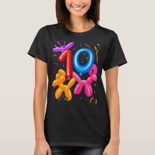 10th Birthday Balloon Animals Balloon Themed Birth T-Shirt