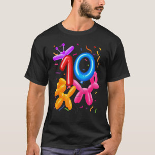 10th Birthday Balloon Animals Balloon Themed Birth T-Shirt