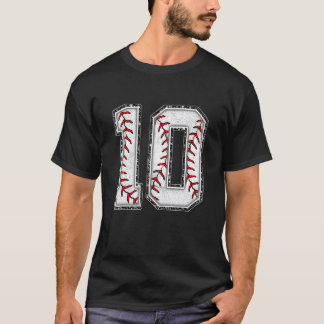 10th Birthday Baseball Big Number 10 Year Old Boy T-Shirt