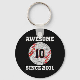 10th Birthday Baseball Lover Gift 10 Years Old Vin Key Ring