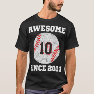 10th Birthday Baseball Lover Gift 10 Years Old Vin T-Shirt