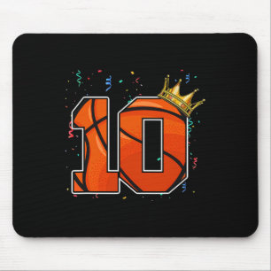 10th Birthday Basketball Big Number 10 Year Old Bo Mouse Mat