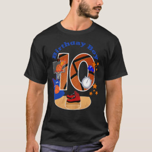 10th Birthday Basketball Big Number 10 Year Old Bo T-Shirt