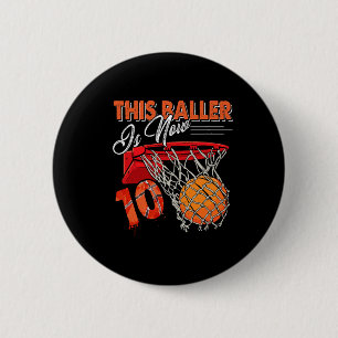 10th Birthday Basketball Fun 10 Years Old Kids Gi 6 Cm Round Badge