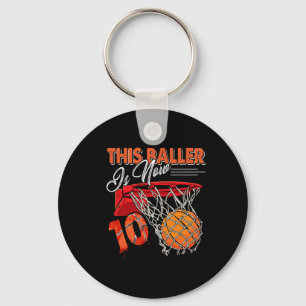 10th Birthday Basketball Fun 10 Years Old Kids Gi Key Ring