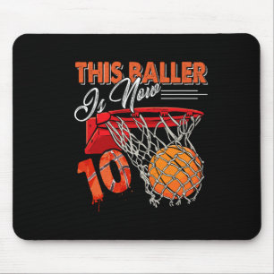 10th Birthday Basketball Fun 10 Years Old Kids Gi Mouse Mat
