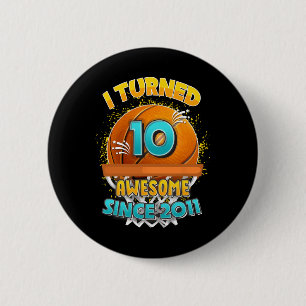 10th Birthday basketball I Turned 10 Year Old Gif 6 Cm Round Badge