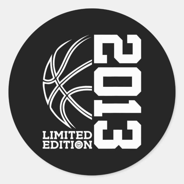 10th Birthday Basketball Limited Edition 2013 2 Classic Round Sticker (Front)