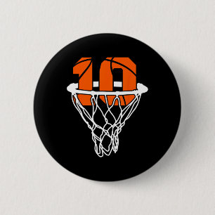 10th Birthday Basketball Ten 10 Years Old Boys Kid 6 Cm Round Badge