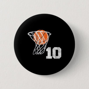 10th Birthday Basketball Ten 10 Years Old Boys Kid 6 Cm Round Badge