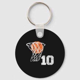 10th Birthday Basketball Ten 10 Years Old Boys Kid Key Ring