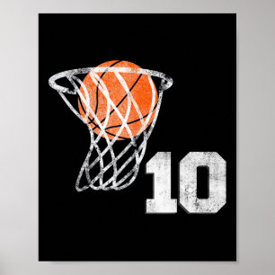 10th Birthday Basketball Ten 10 Years Old Boys Kid Poster