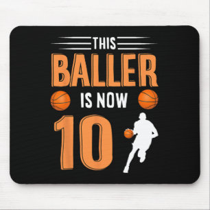 10th Birthday Basketball This Baller Is Now 10  Mouse Mat