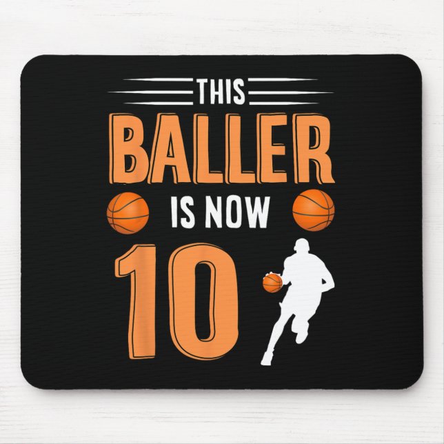 10th Birthday Basketball This Baller Is Now 10  Mouse Mat (Front)