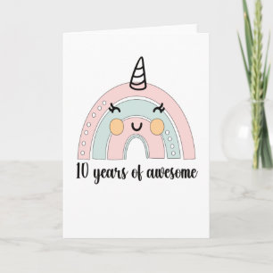 10th Birthday Boho Rainbow 10 Years Old Unicorn Card