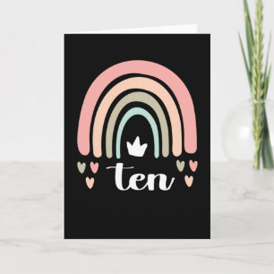 10th Birthday Boho Rainbow Party Kids 10 Years Old Card