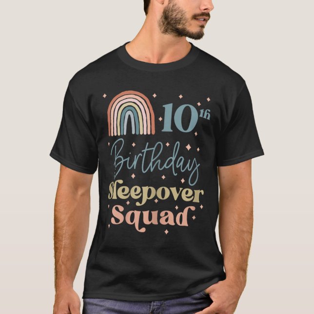 10th Birthday Boho Rainbow Sleepover Squad Pyjamas T-Shirt (Front)