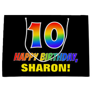 10th Birthday: Bold, Fun, Simple, Rainbow 10 Large Gift Bag