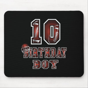 10th Birthday Boy 10 Years Old Football Lover Them Mouse Mat