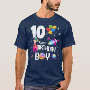 10th Birthday Boy Astronaut Space 10 Years Old Roc T-Shirt