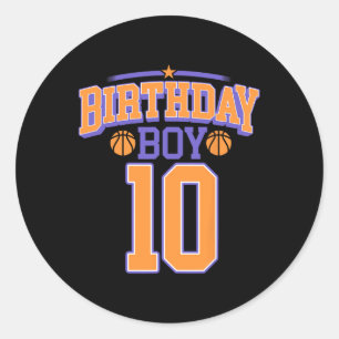 10th Birthday Boy Basketball Lover 10 Years Old Bd Classic Round Sticker
