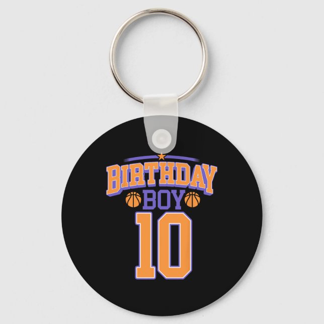 10th Birthday Boy Basketball Lover 10 Years Old Bd Key Ring (Front)