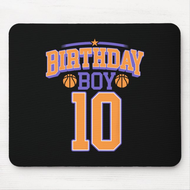 10th Birthday Boy Basketball Lover 10 Years Old Bd Mouse Mat (Front)