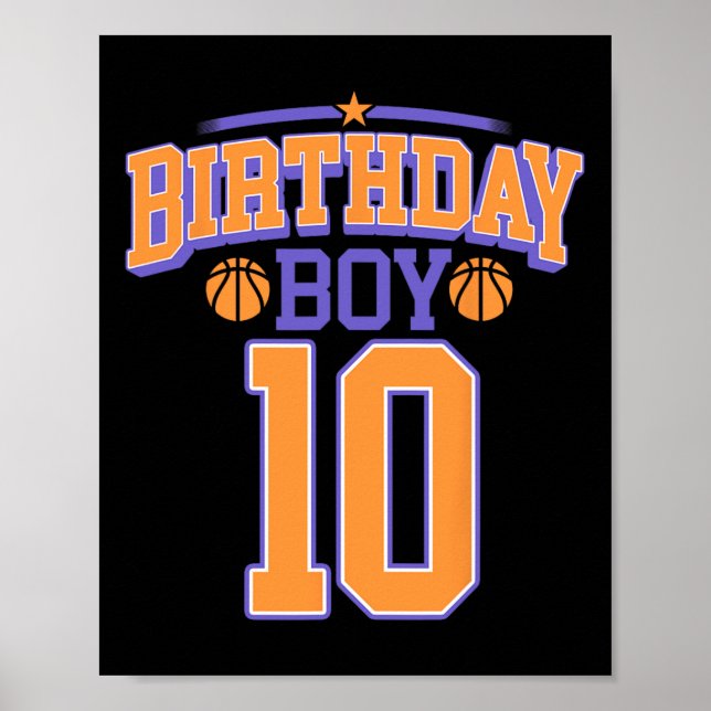 10th Birthday Boy Basketball Lover 10 Years Old Bd Poster (Front)