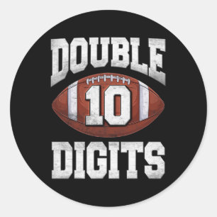 10th Birthday Boy Double Digits 10 Year Old Footba Classic Round Sticker