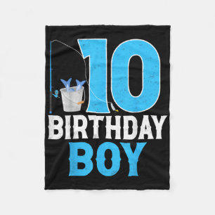 10th Birthday Boy Fishermen Fishing Lover 10 Years Fleece Blanket