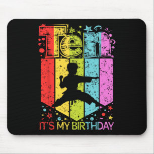 10th Birthday Boy Girl 10 Year Old Karate Birthday Mouse Mat