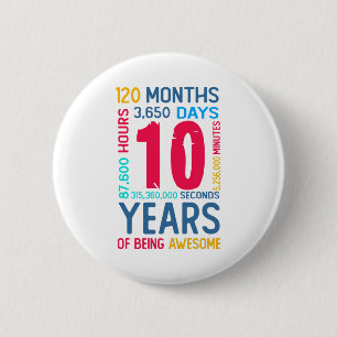 10th Birthday Boy Girl Kids Son Daughter 6 Cm Round Badge