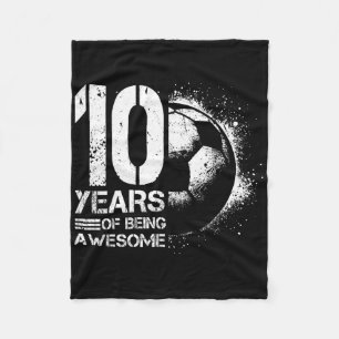 10th Birthday Boy Girl Soccer Player Footll 10 Yea Fleece Blanket