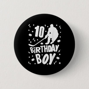 10th Birthday Boy Ice Hockey Kids 10 Years Old Par 6 Cm Round Badge