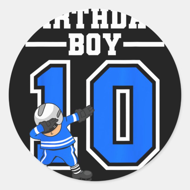 10th Birthday Boy Ice Hockey Kids 10 Years Old Par Classic Round Sticker (Front)
