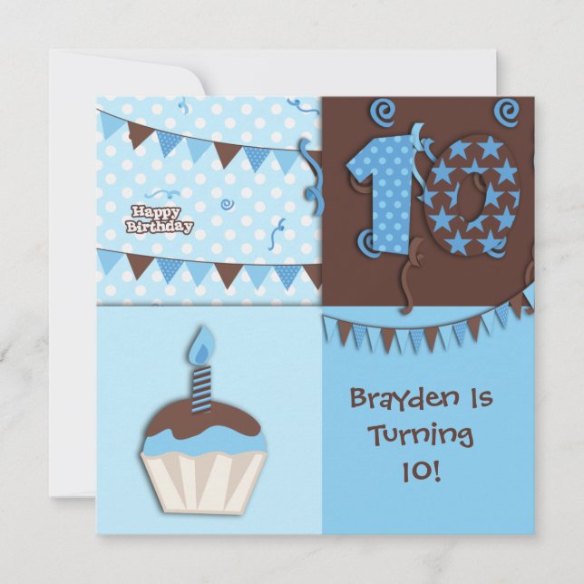 10th Birthday : Boy : Invitation (Front)