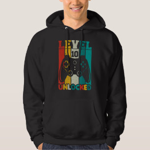 10th Birthday Boy Level 10 Unlocked 10 Year Old Vi Hoodie