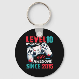 10th Birthday Boy Level 10 Unlocked Awesome Since Key Ring