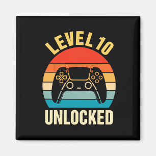 10th Birthday Boy Level 10 Unlocked Video Gamer 10 Magnet