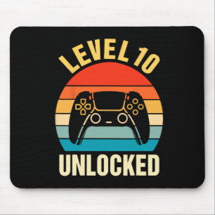 10th Birthday Boy Level 10 Unlocked Video Gamer 10 Mouse Mat