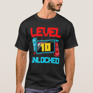 10th Birthday Boy Level 10 Unlocked Video Gamer Bi T-Shirt