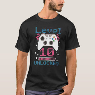 10th Birthday Boy Level 10 Unlocked Video Gamer Bi T-Shirt