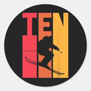 10th Birthday Boy Retro Ski Lover Skier 10 Years O Classic Round Sticker