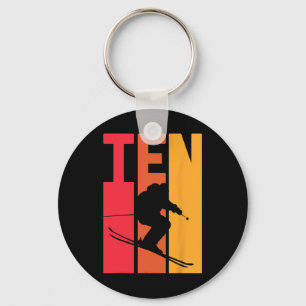 10th Birthday Boy Retro Ski Lover Skier 10 Years O Key Ring